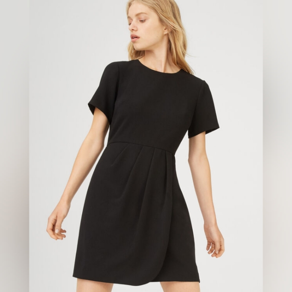 Club Monaco black dress faux wrap skirt size 12 NWT